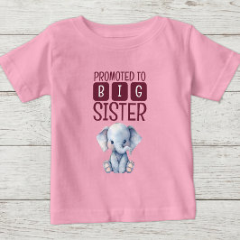 かわいい象の姉ピンク ベビーTシャツ