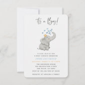 かわいい象の子が赤ちゃんシャワーを浴びる 招待状 (正面)