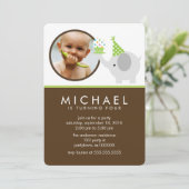 かわいい象の子どもたちの写真誕生パーティー 招待状 (スタンド正面)