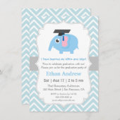 かわいい象の子供たち幼稚園卒業パーティー 招待状 (正面/裏面)