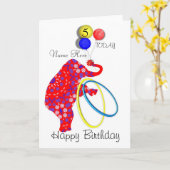 かわいい象の子供のパーソナライズなバースデー・カード カード (黄色い花)