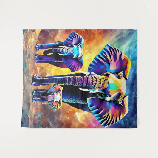 かわいい象の家族 タペストリー (正面(横))