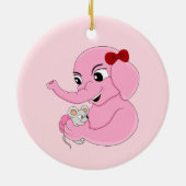 かわいい象の少女の漫画 セラミックオーナメント (裏面)