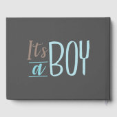 かわいい象の少年の赤ちゃんシャワー ゲストブック (裏面)