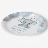 かわいい象の少年バルーン赤ちゃんシャワー ペーパープレート (アングル)