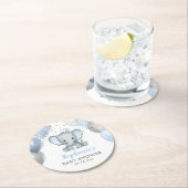 かわいい象の少年バルーン赤ちゃんシャワー ラウンドペーパーコースター (インサイチュ)