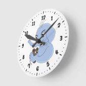 かわいい象の少年漫画 ラウンド壁時計 (傾斜)