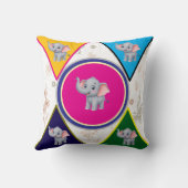 かわいい象の幾何学的な子供用スローピロー クッション (裏面)