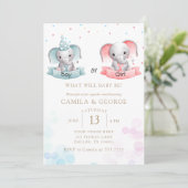 かわいい象の性別が赤ちゃんシャワーを浴びる 招待状 (スタンド正面)