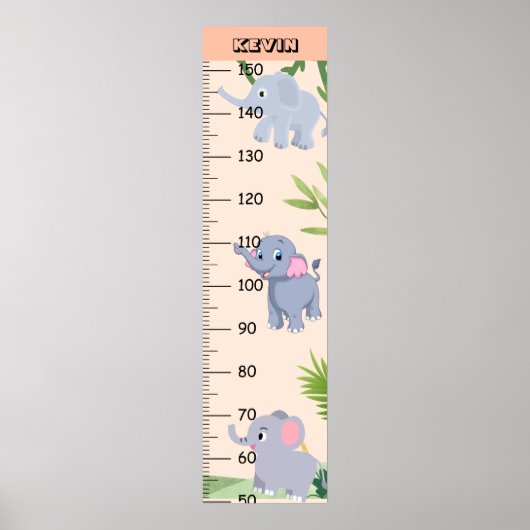 かわいい象の成長グラフ ポスター (正面)