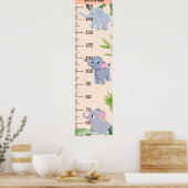かわいい象の成長グラフ ポスター (キッチン)