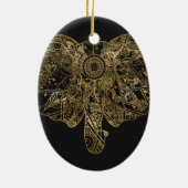 かわいい象の手描きヘナフローラ セラミックオーナメント (裏面)