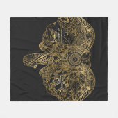 かわいい象の手描きヘナフローラ フリースブランケット (正面(横))