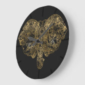 かわいい象の手描きヘナフローラ ラージ壁時計 (傾斜)