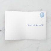 かわいい象の新生児パーソナライズされたカード(青) カード (内部)