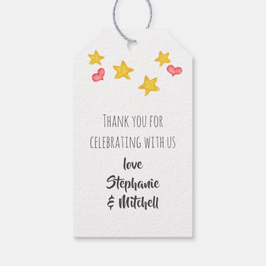 かわいい象の星とハート赤ちゃんシャワーのお願い ギフトタグ (裏面)
