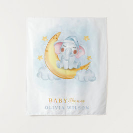かわいい象の月と星のベビーシャワー タペストリー