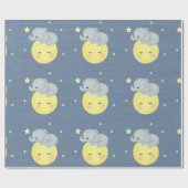 かわいい象の月と星男の赤ちゃんシャワー ラッピングペーパー (フラット)