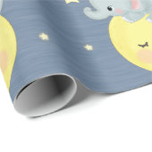 かわいい象の月と星男の赤ちゃんシャワー ラッピングペーパー (ロールコーナー)