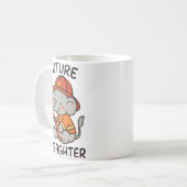 かわいい象の未来の消防士キッズおもしろい コーヒーマグカップ (正面左)