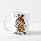 かわいい象の未来の消防士キッズおもしろい コーヒーマグカップ (左)