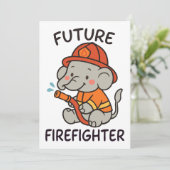 かわいい象の未来の消防士キッズおもしろい 招待状 (スタンド正面)