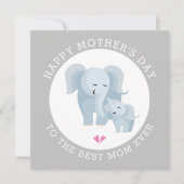 かわいい象の母とベビー灰色の母の日 シーズンカード (正面)