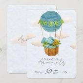 かわいい象の気球 赤ちゃん誕生のお知らせ 招待状 (正面/裏面)