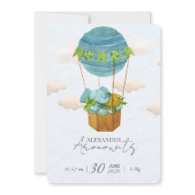 かわいい象の気球 赤ちゃん誕生のお知らせ