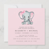 かわいい象の水の色ベビーガールカップルのシャワー 招待状 (裏面)
