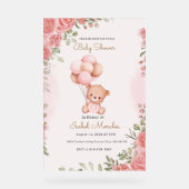 かわいい象の水の色ベビーガールシャワー アクリルサイン (正面)