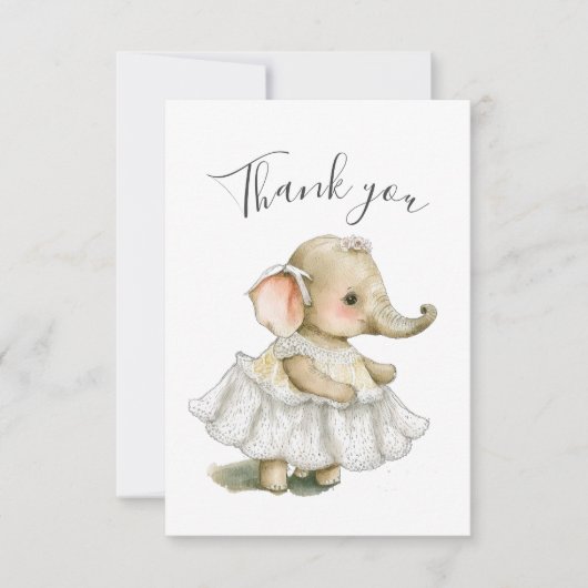かわいい象の水の色ベビーシャワーありがとう サンキューカード (正面)