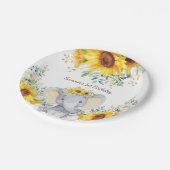 かわいい象の水彩のヒマワリ1歳の誕生日 ペーパープレート (アングル)