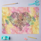 かわいい象の水彩手描きヘナフローラ 薄葉紙 (クラフト)