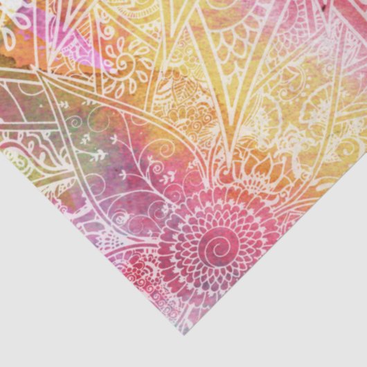 かわいい象の水彩手描きヘナフローラ 薄葉紙 (詳細)