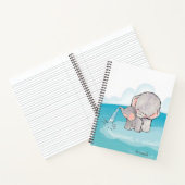 かわいい象の水彩青の名前 ノートブック (内部)