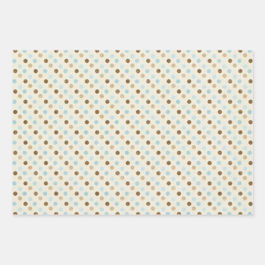 かわいい象の水玉模様茶色の青い赤ちゃんシャワー ラッピングペーパーシート (正面2)
