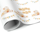 かわいい象の水色シンプル男の赤ちゃんシャワー ラッピングペーパー (ロールコーナー)