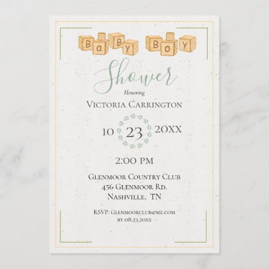 かわいい象の水色シンプル男の赤ちゃんシャワー 招待状 (裏面)