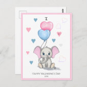 かわいい象の漫画 |バパーソナライズされたンタイン ポストカード (正面/裏面)