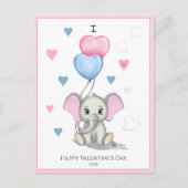 かわいい象の漫画 |バパーソナライズされたンタイン ポストカード (正面)