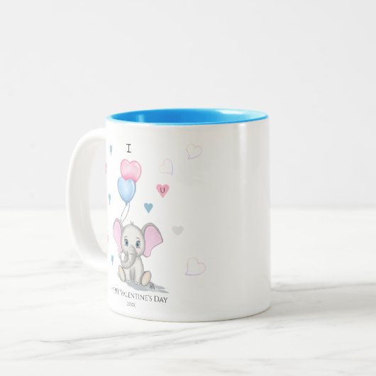 かわいい象の漫画 |バパーソナライズされたンタインT ツートーンマグカップ (正面左)