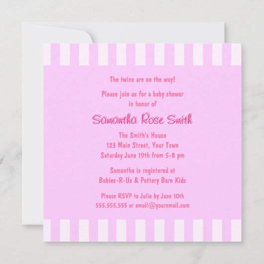 かわいい象の男の子か女の子の双生児のベビーシャワー 招待状 (裏面)