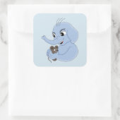 かわいい象の男の子の漫画の正方形のステッカー スクエアシール (バッグ)