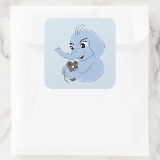 かわいい象の男の子の漫画の正方形のステッカー スクエアシール (バッグ)