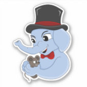 かわいい象の男の子の漫画カスタム – カットビニールステッカー シール (正面)