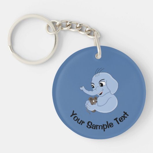 かわいい象の男の子の漫画キーチェーン キーホルダー (正面)