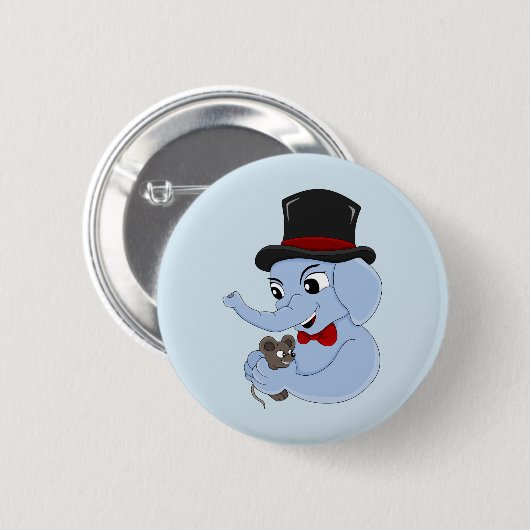 かわいい象の男の子の漫画ボタン 缶バッジ (正面&裏面)