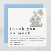 かわいい象の男の子の赤ちゃんシャワー青ありがとう ノートカード (正面/裏面)