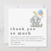 かわいい象の男の子の赤ちゃんシャワー青ありがとう ノートカード (正面)